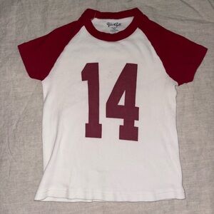 Brandy Melville Red and White Short Sleeve Tee